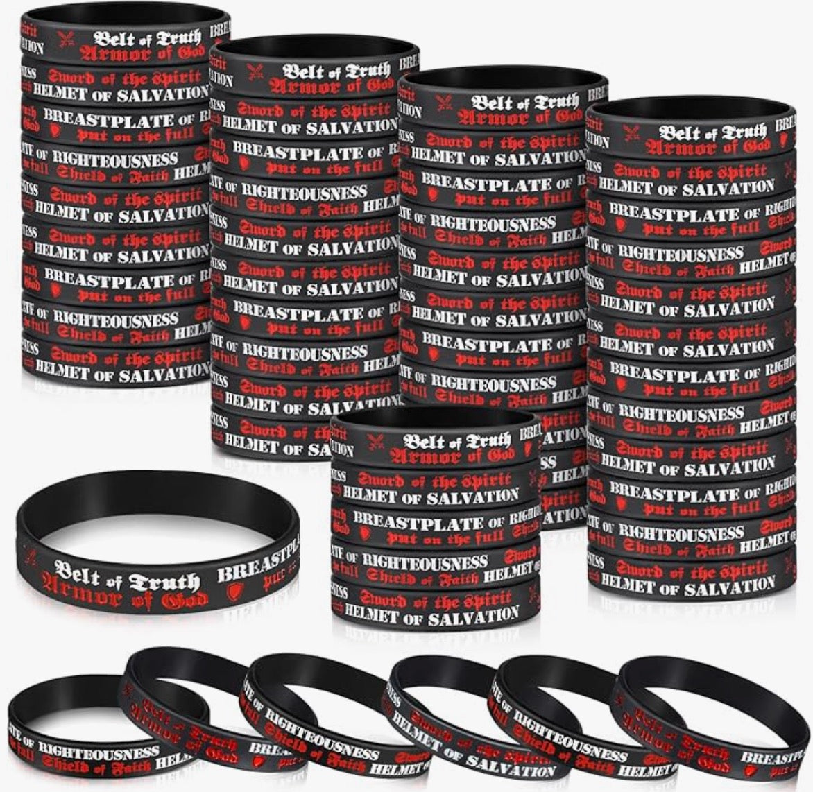 The Armor of God Silicone Wristband Bracelets Ephesians 6: 10-18