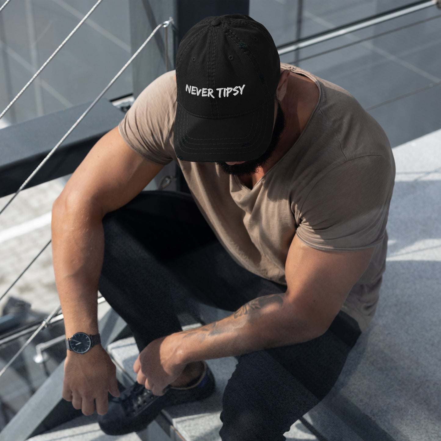 Never Tipsy Distressed Dad Hat